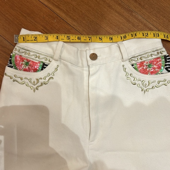 Vintage Capriccio Decorated Pocket Jeans 90s Retro Beading and sequins - Picture 3 of 6